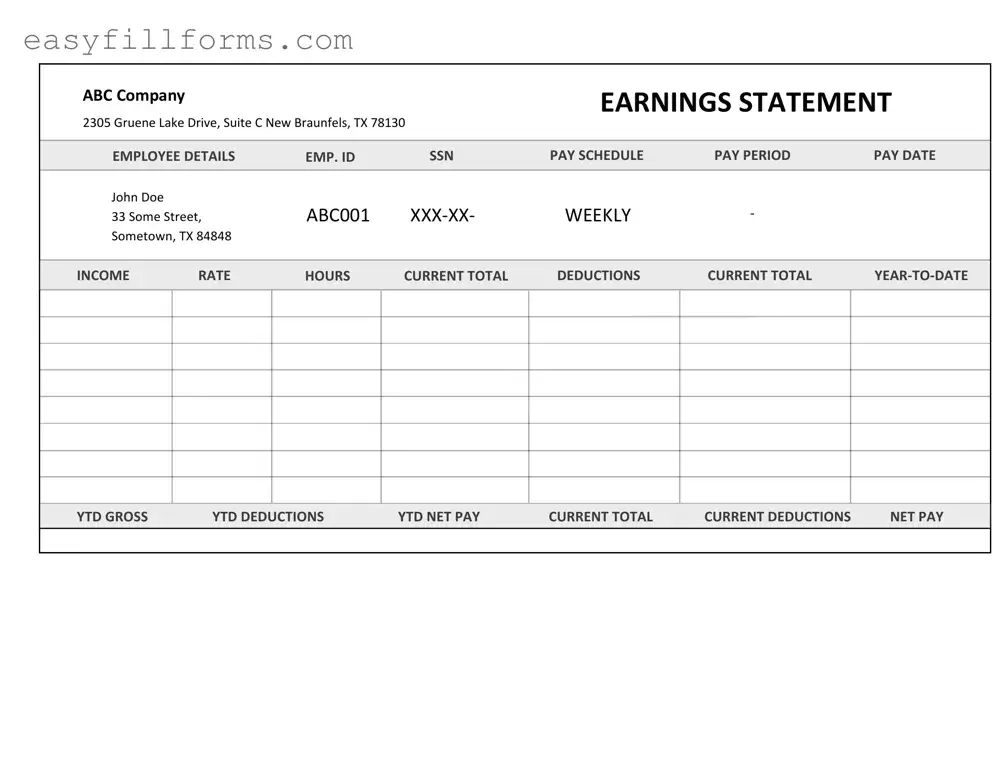 Printable Independent Contractor Pay Stub Form