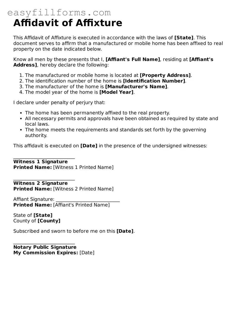 Attorney-Verified Affidavit of Affixture Template