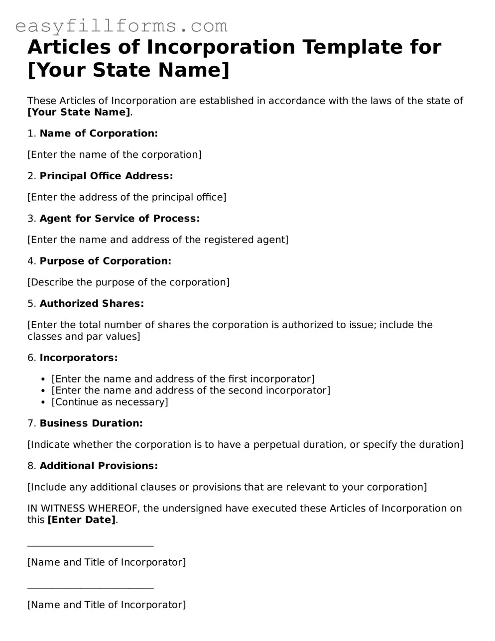 Attorney-Verified Articles of Incorporation Template
