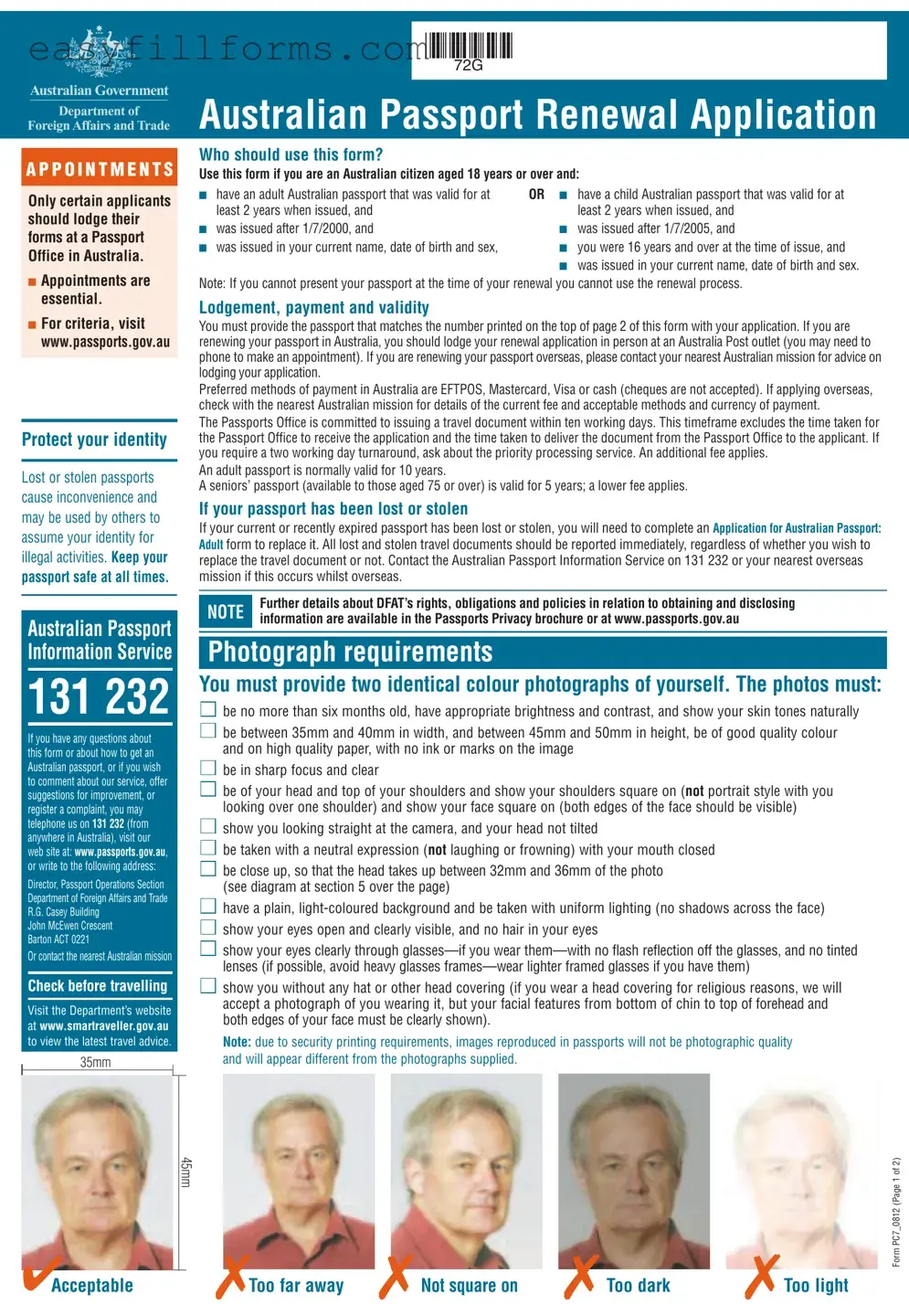 Printable Australian Passport Renewal Form