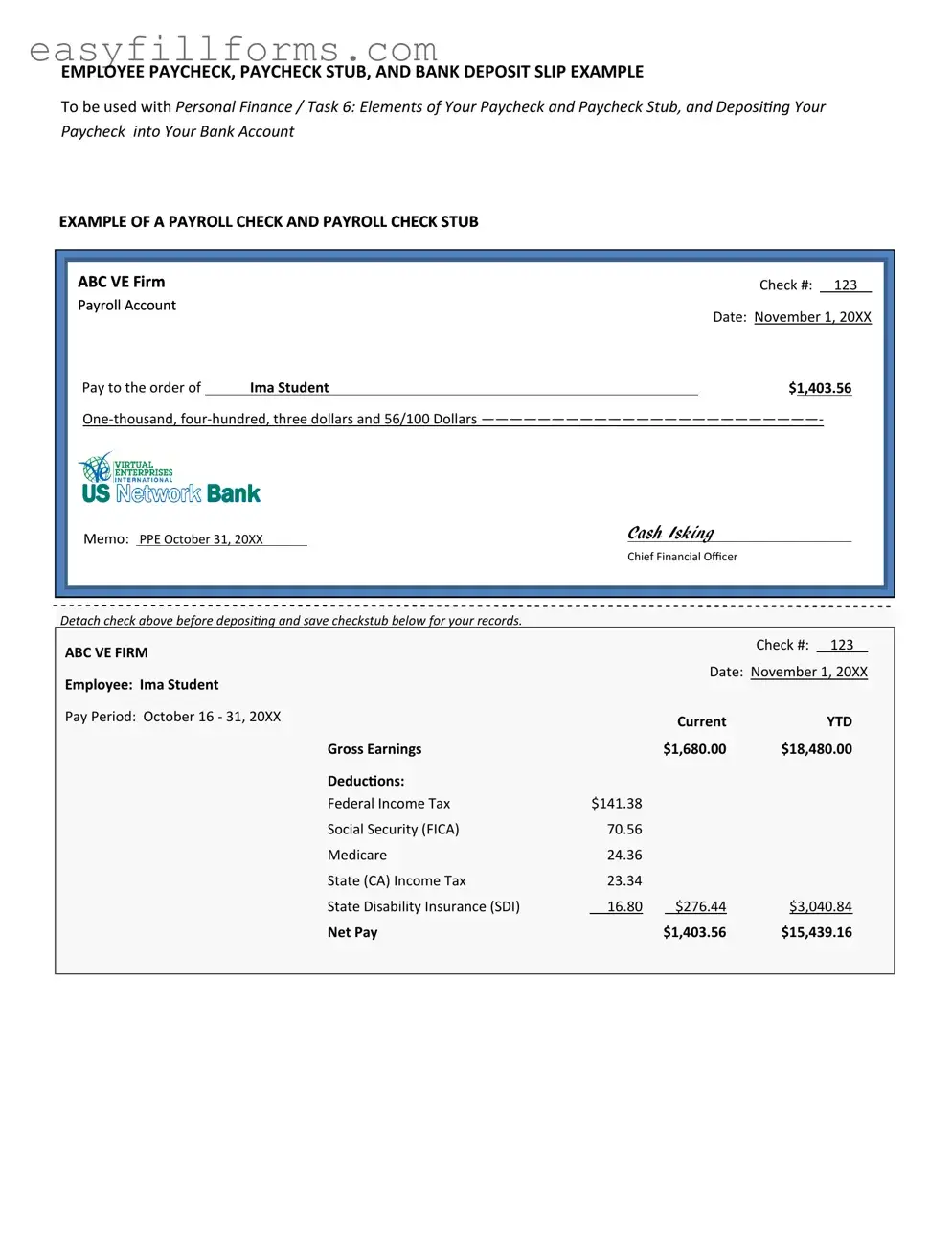 Printable Payroll Check Form