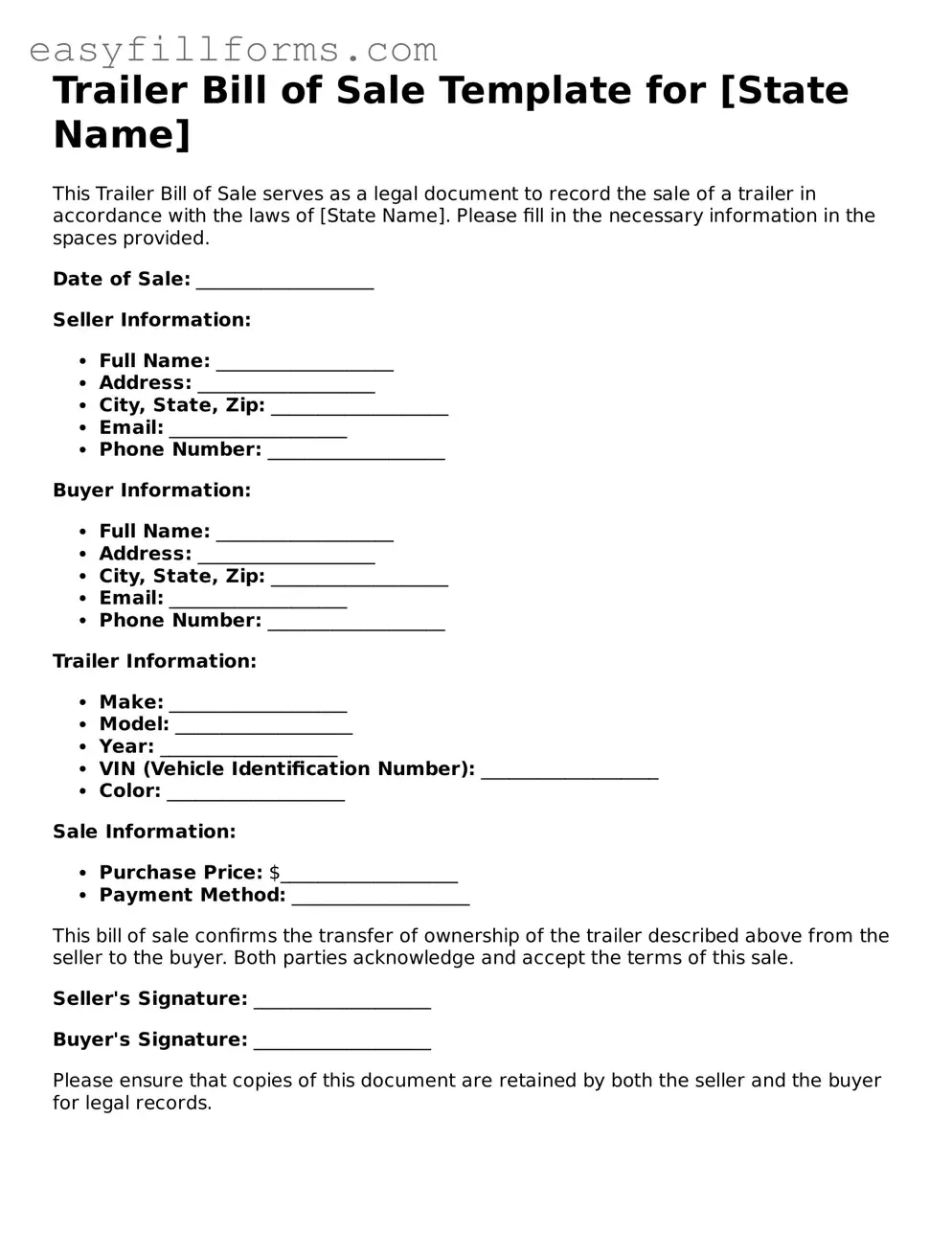 Attorney-Verified Trailer Bill of Sale Template