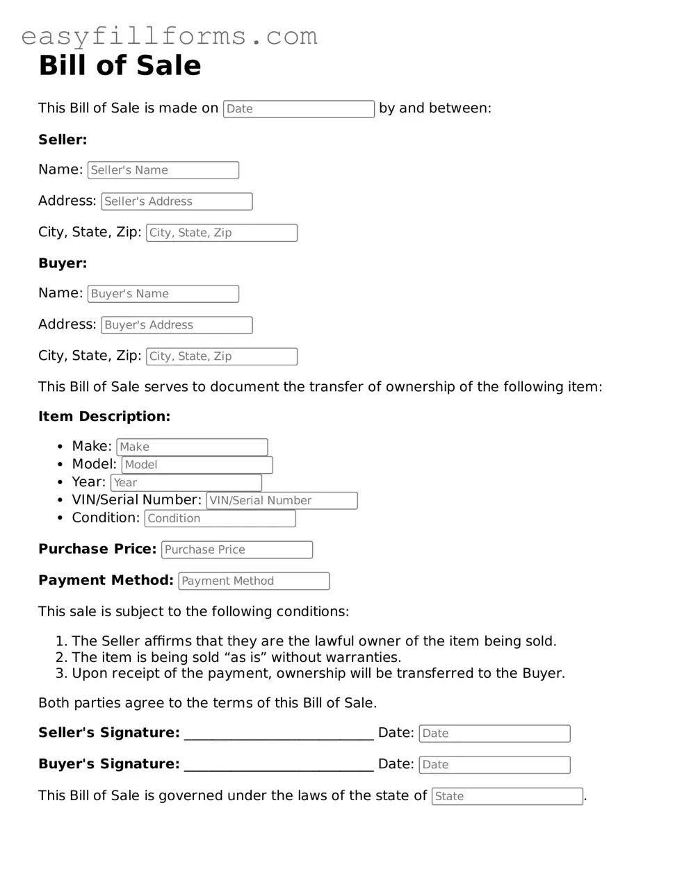 Attorney-Verified Bill of Sale Template