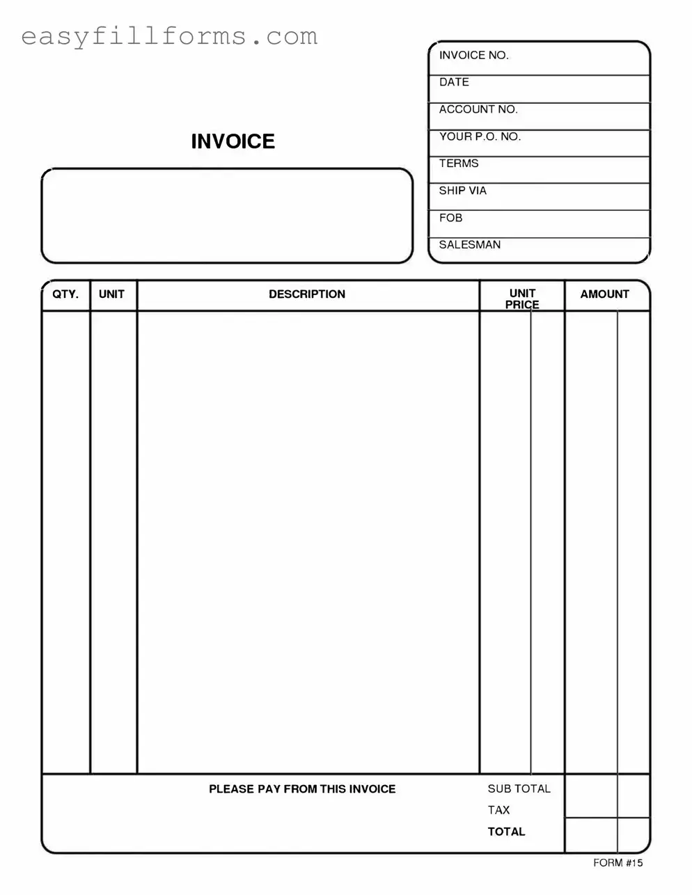 Printable Free And Invoice Pdf Form