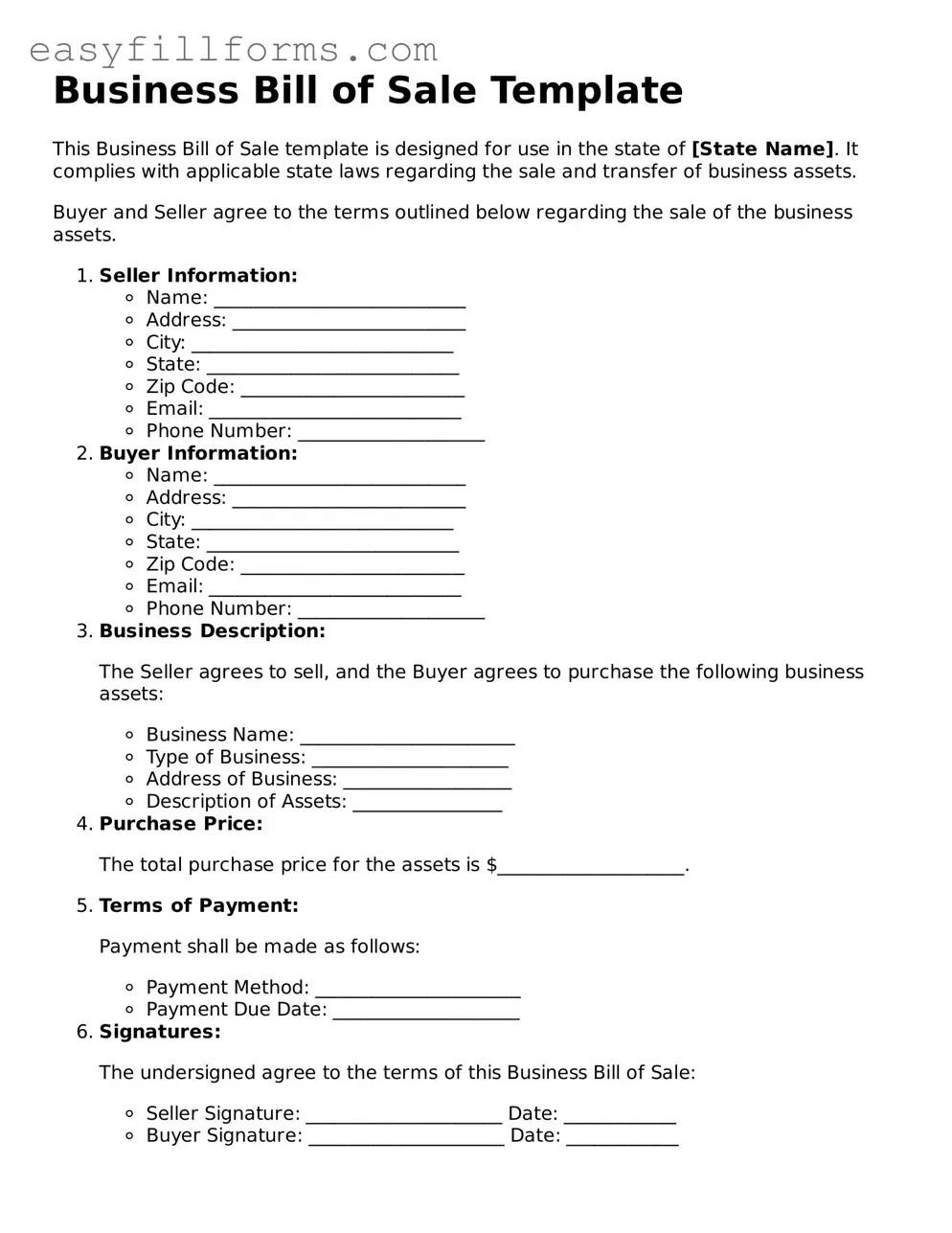 Attorney-Verified Business Bill of Sale Template