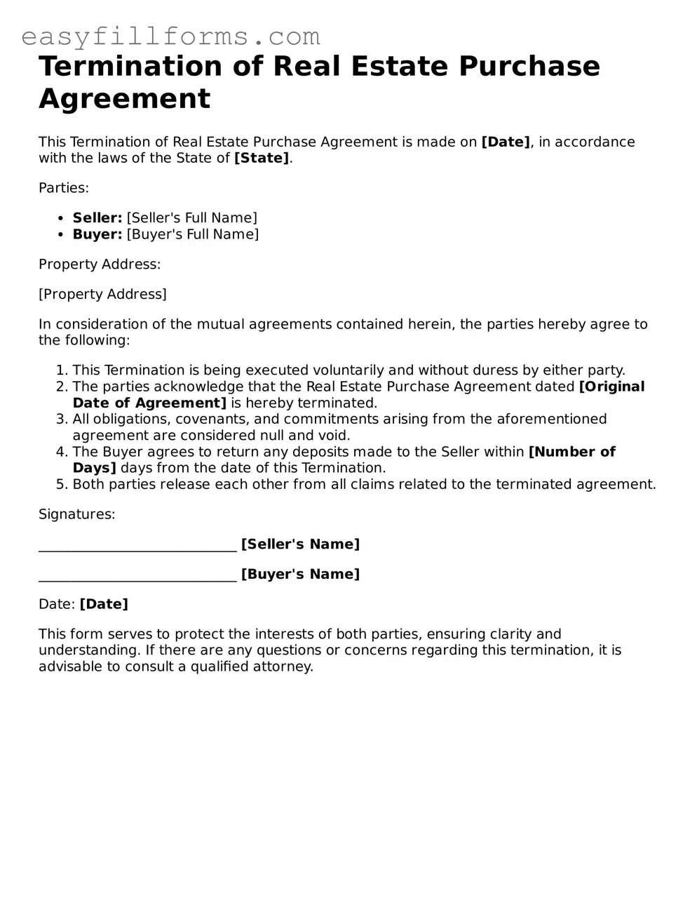 Attorney-Verified Termination of Real Estate Purchase Agreement Template