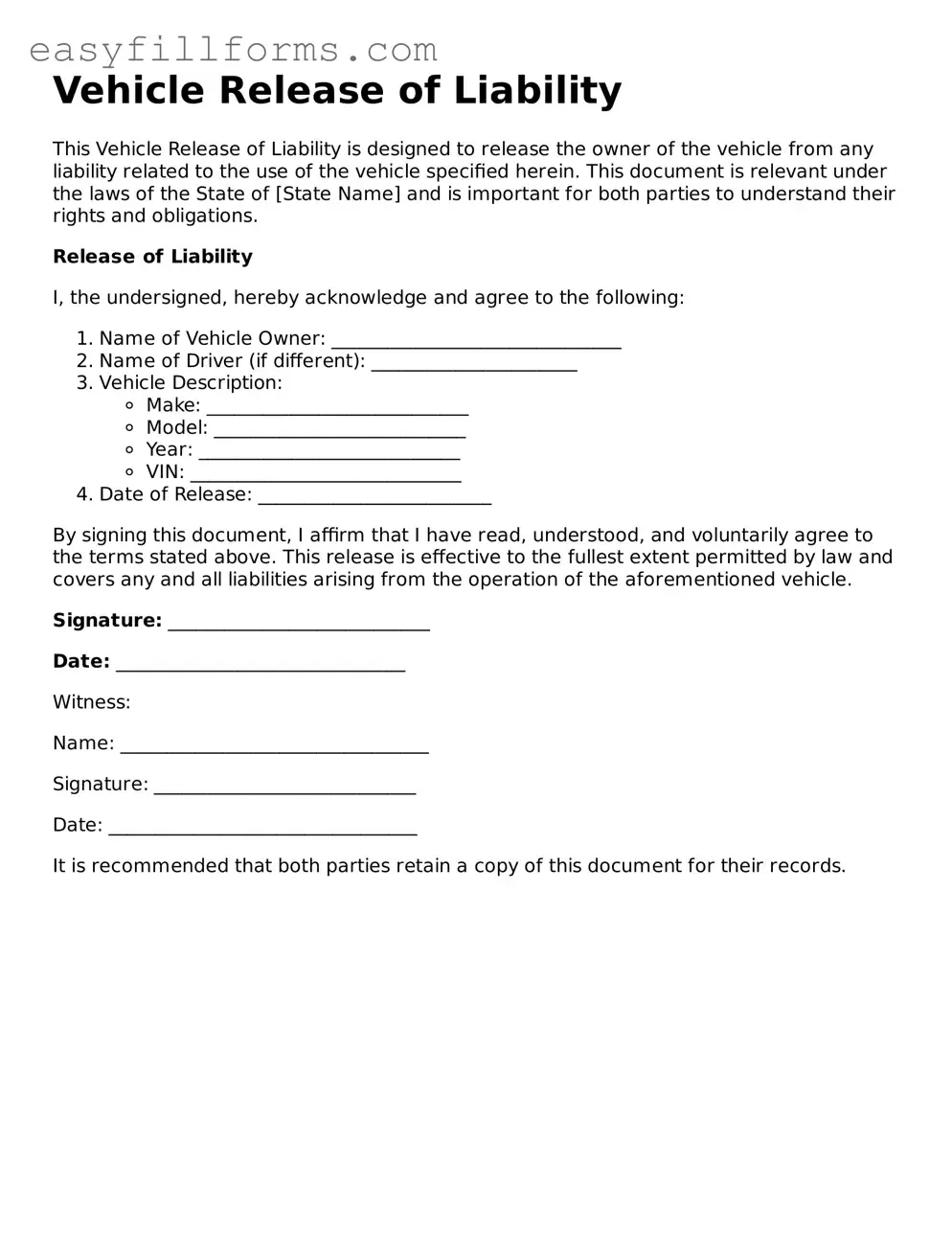 Attorney-Verified Vehicle Release of Liability Template