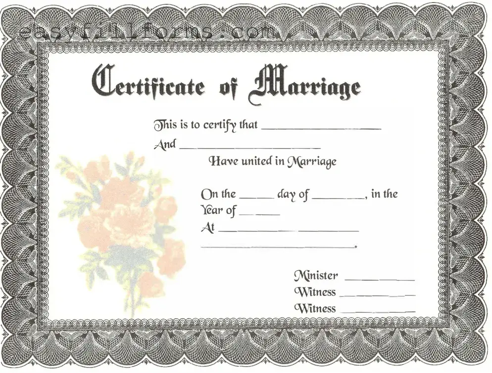 Printable Marriage Certificate Form