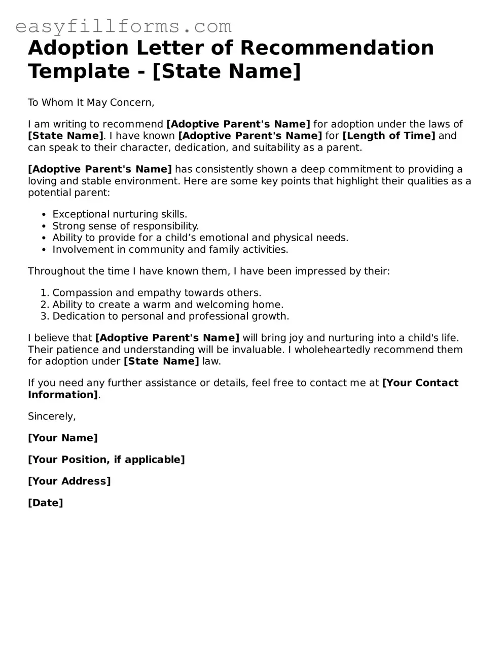 Attorney-Verified Adoption Letter of Recommendation Template
