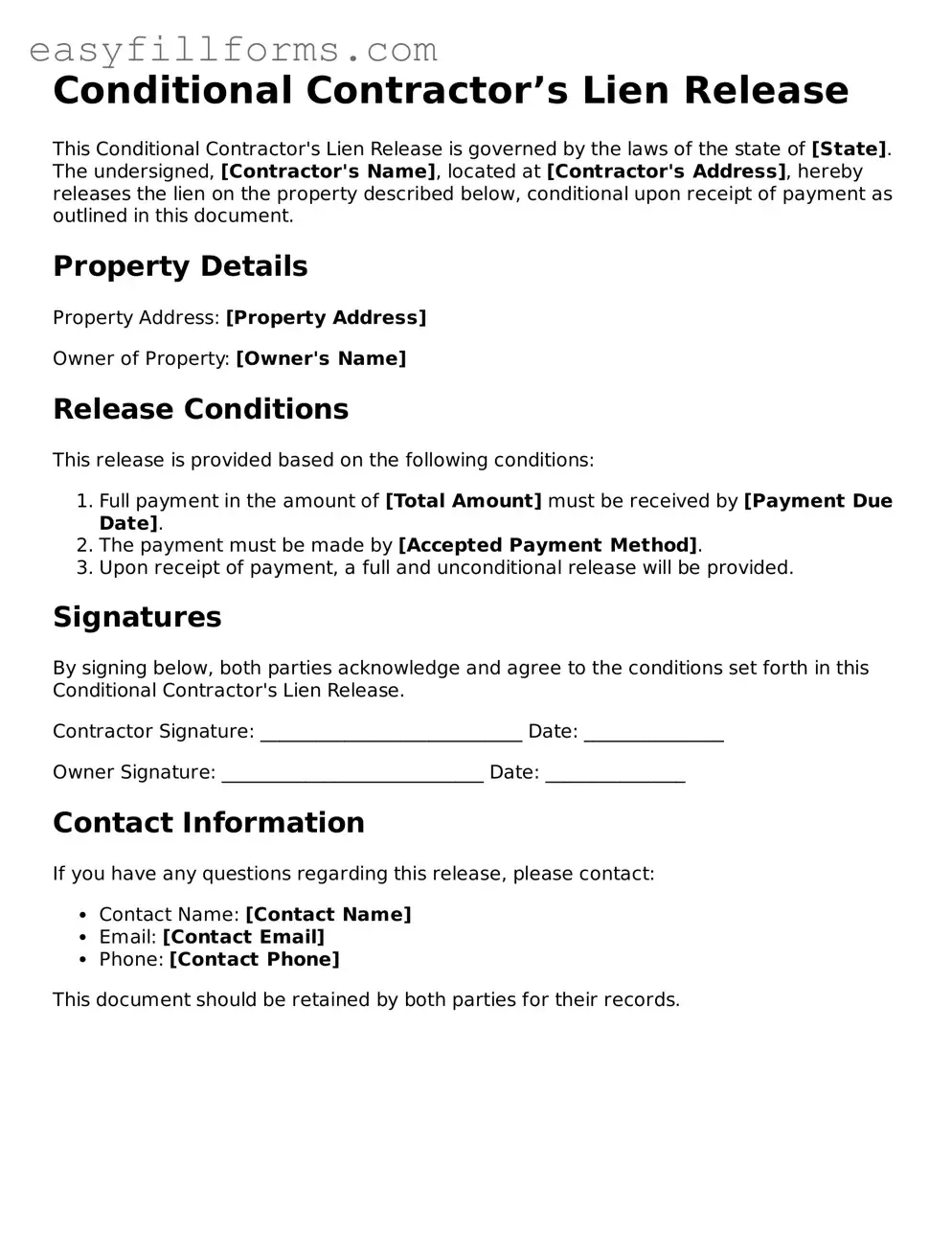 Attorney-Verified Conditional Contractor’s Lien Release Template