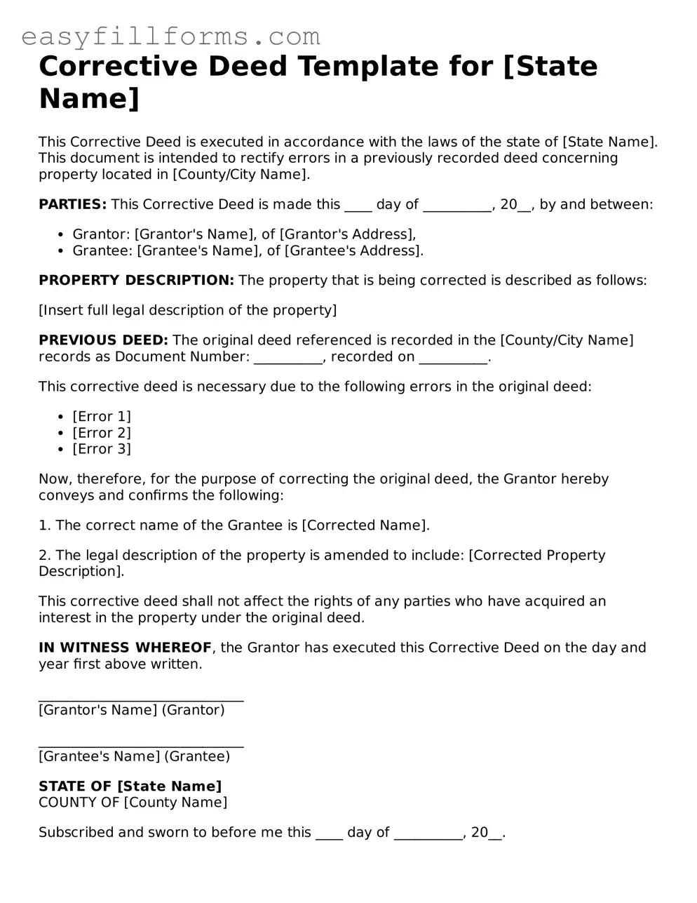 Attorney-Verified Corrective Deed Template