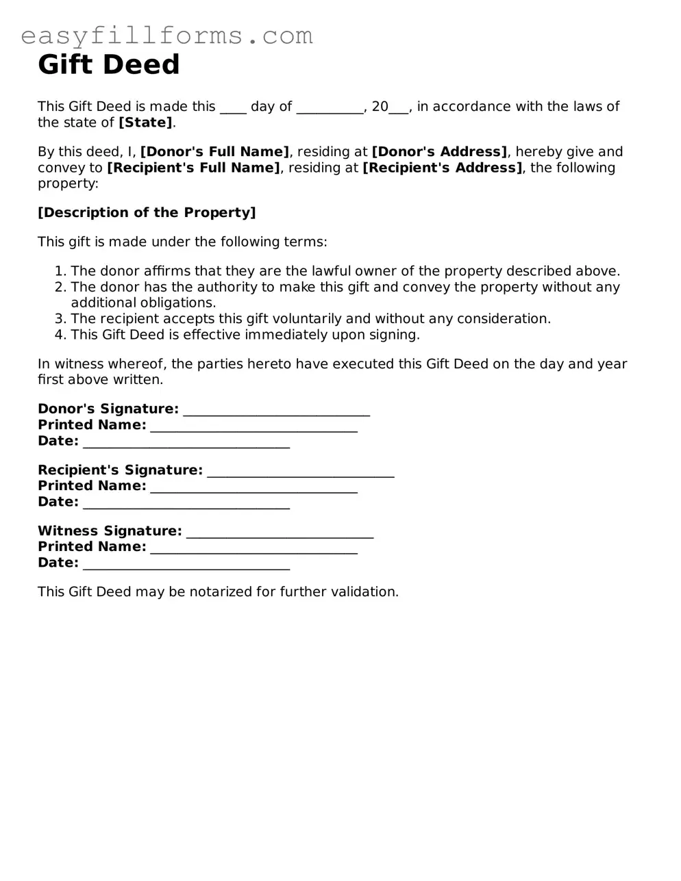 Attorney-Verified Gift Deed Template