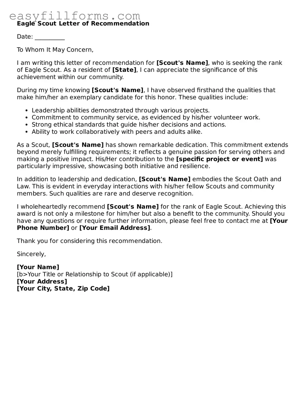 Attorney-Verified Eagle Scout Letter of Recommendation Template