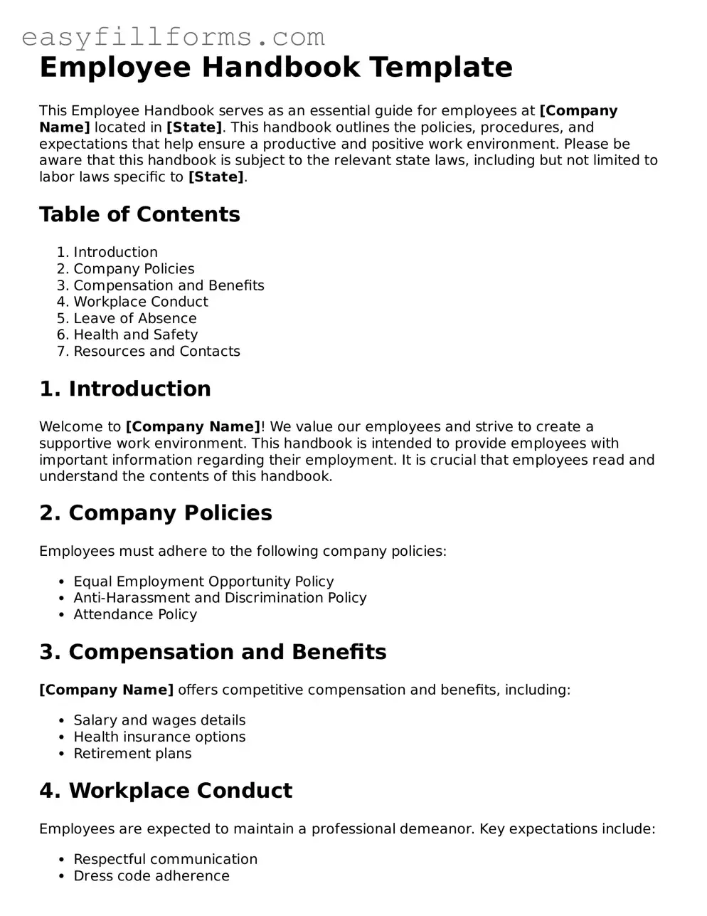 Attorney-Verified Employee Handbook Template