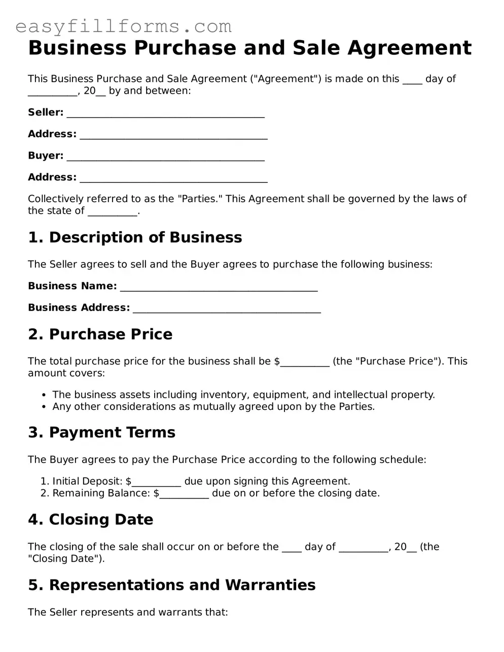 Attorney-Verified Business Purchase and Sale Agreement Template
