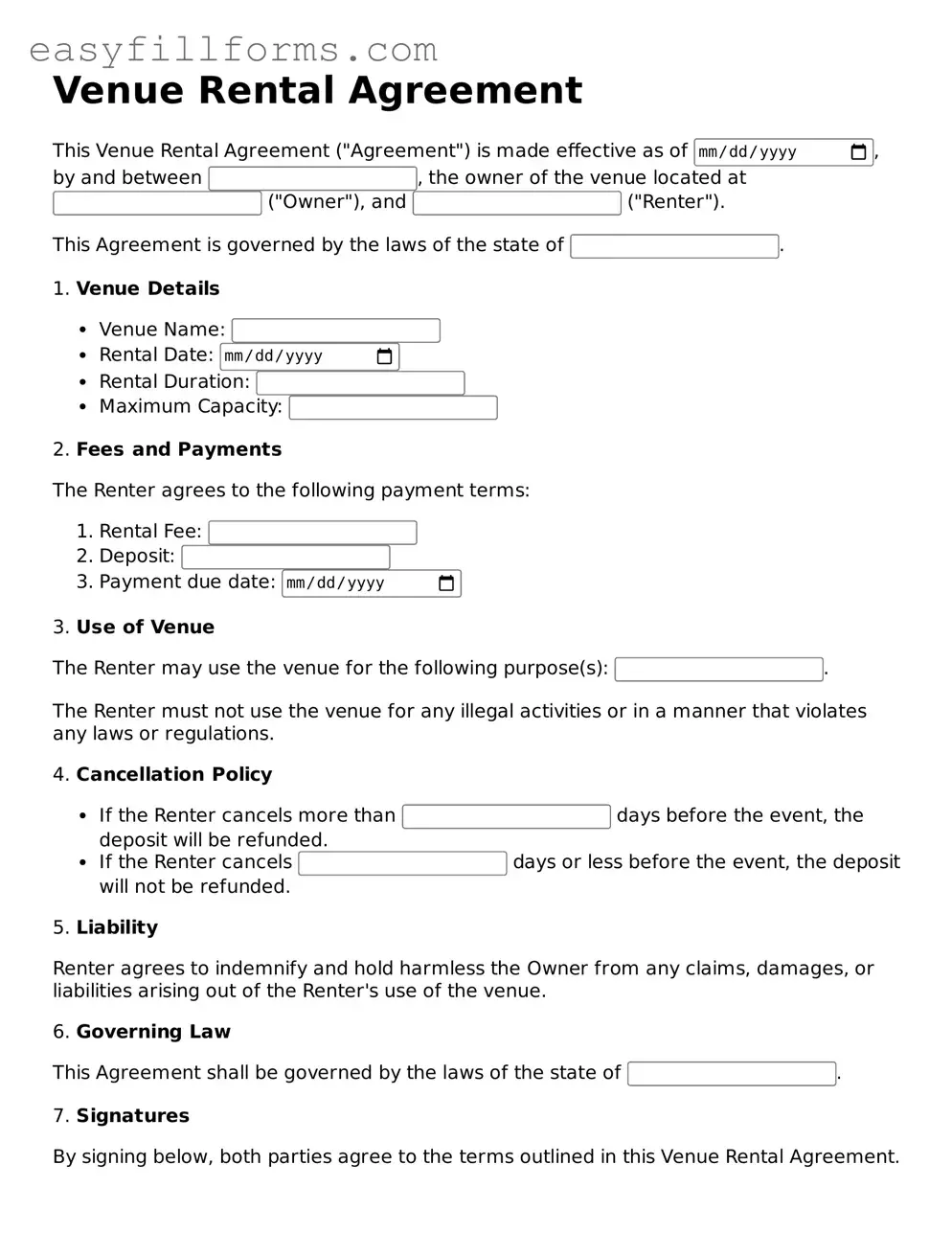 Attorney-Verified Venue Rental Agreement Template