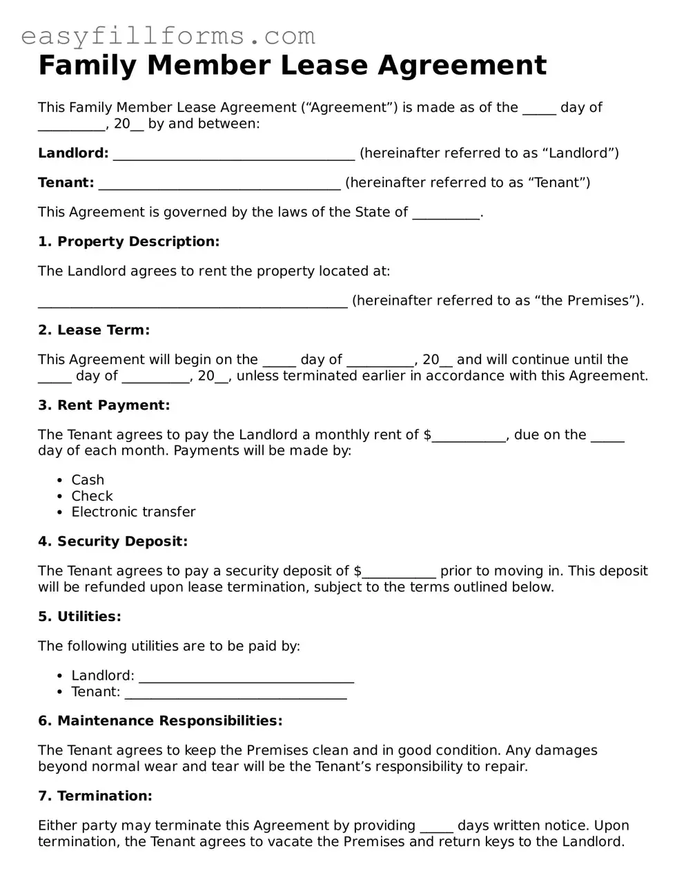 Attorney-Verified Family Member Lease Agreement Template
