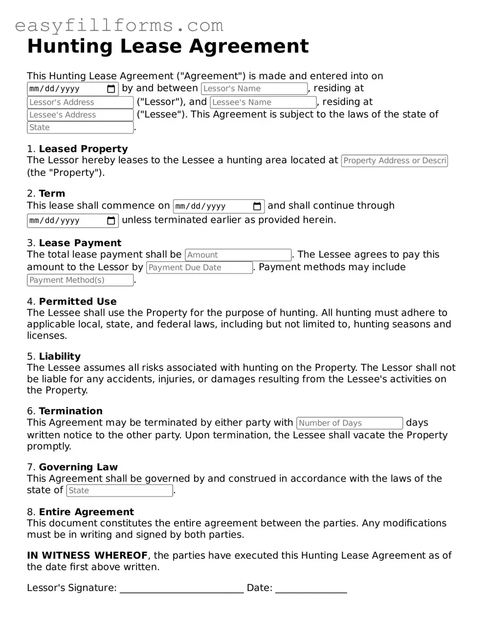 Attorney-Verified Hunting Lease Agreement Template