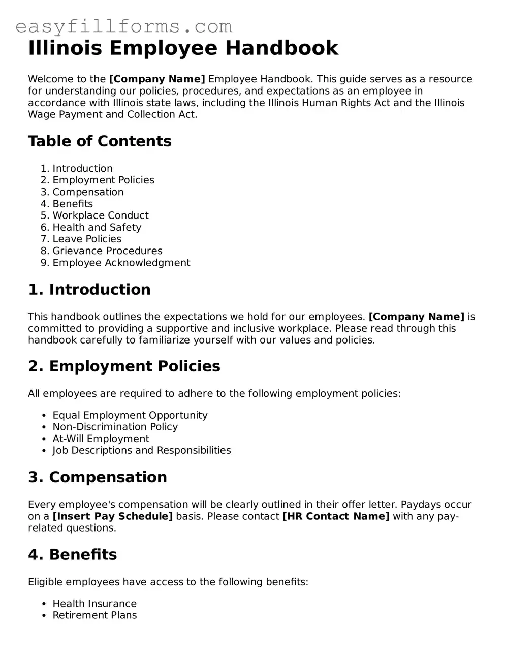 Valid  Employee Handbook Template for Illinois