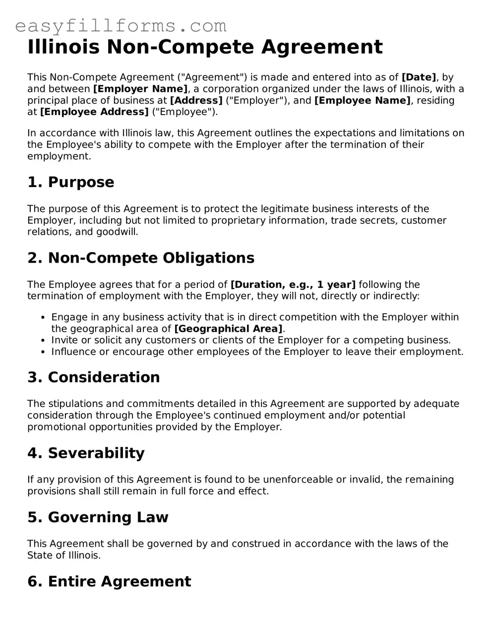 Valid  Non-compete Agreement Template for Illinois
