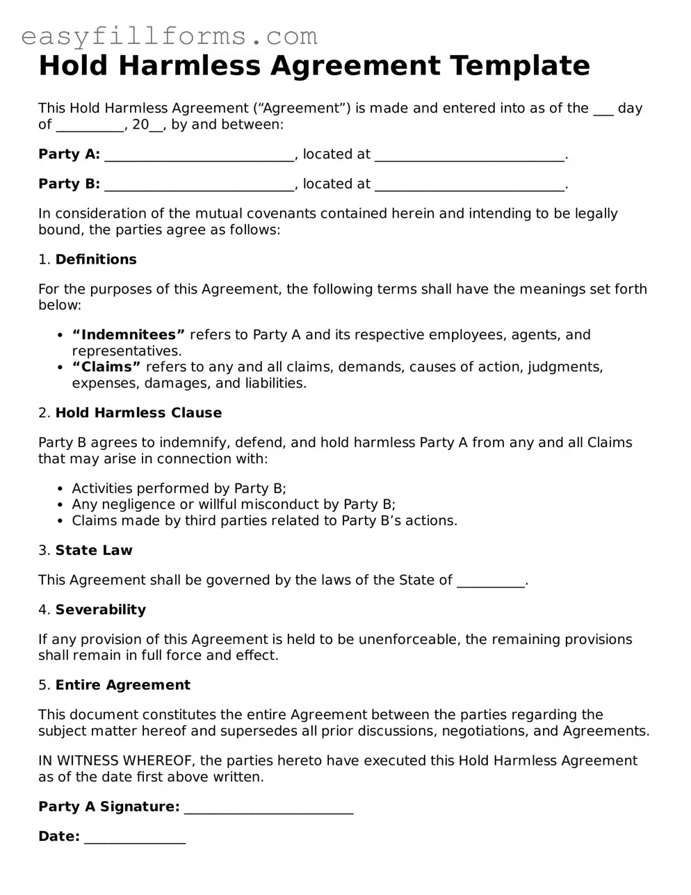 Attorney-Verified Hold Harmless Agreement Template