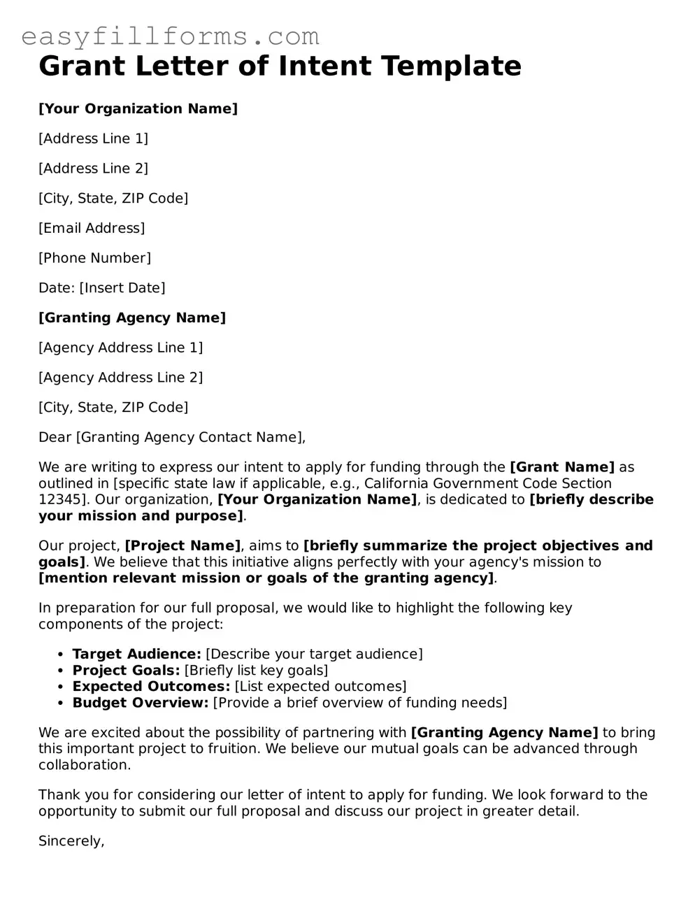 Attorney-Verified Grant Letter of Intent Template