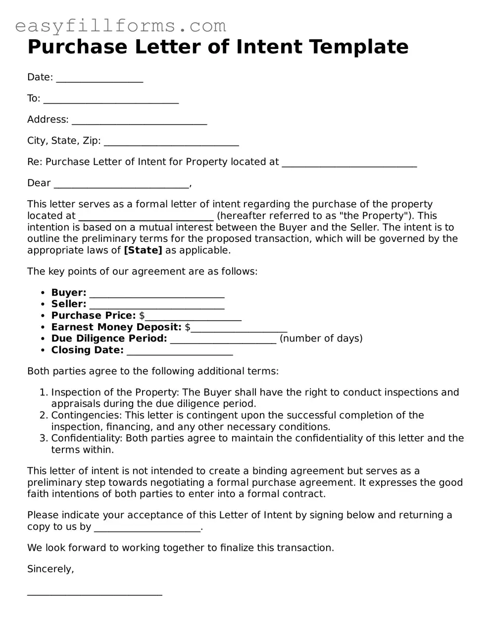 Attorney-Verified Purchase Letter of Intent Template