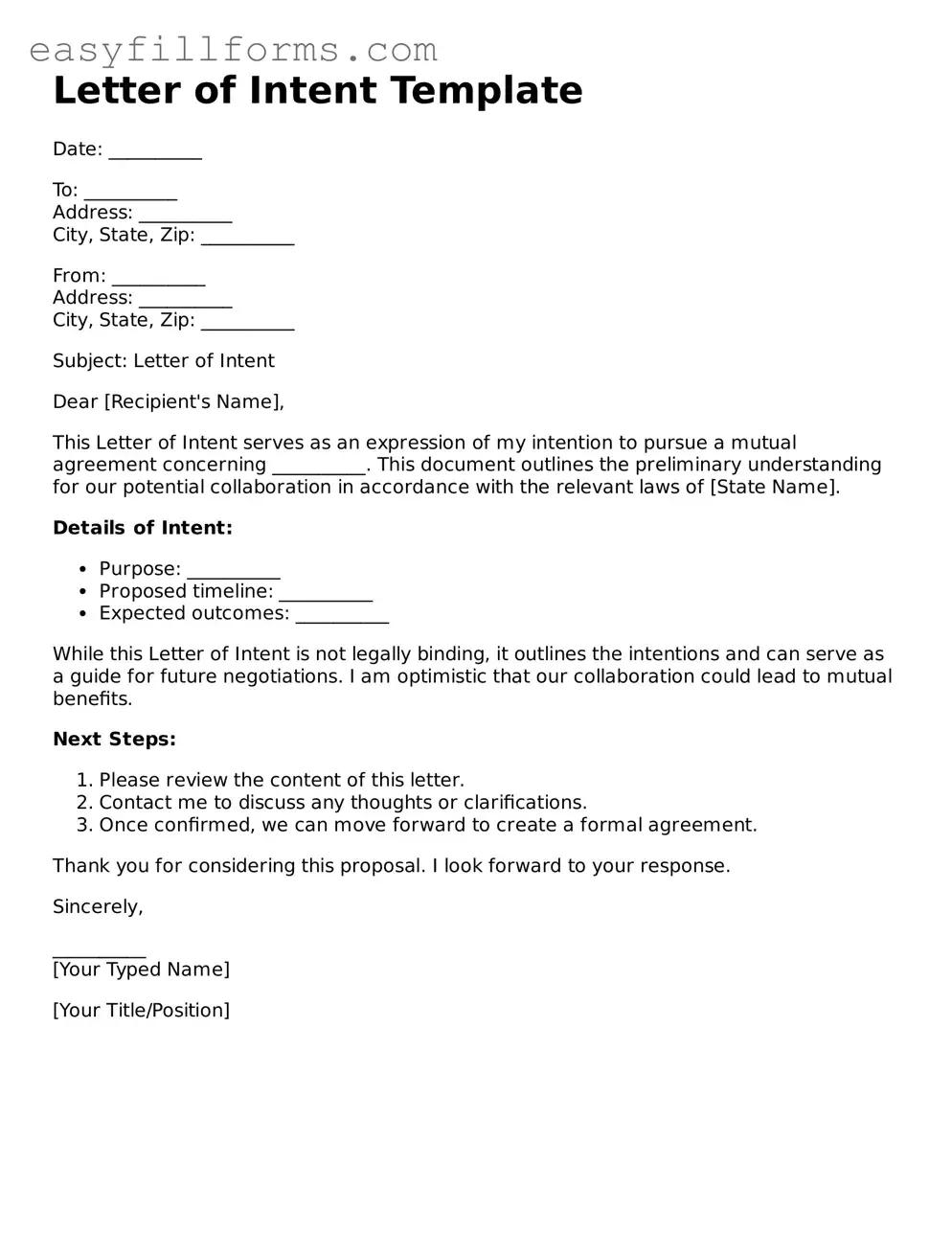 Attorney-Verified Letter of Intent Template