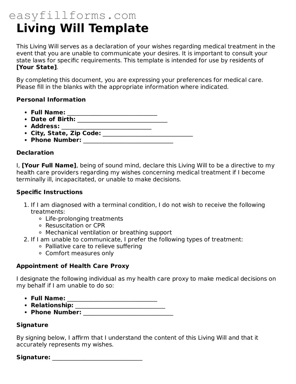 Attorney-Verified Living Will Template