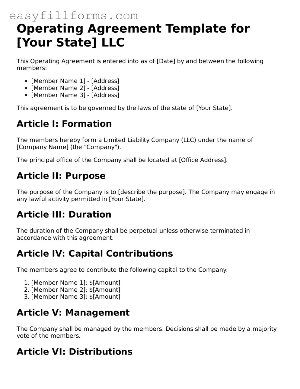 Attorney-Verified Operating Agreement Template