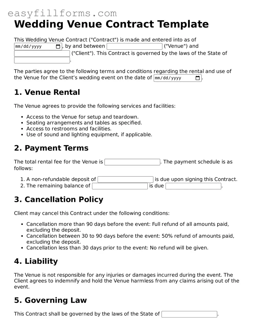 Attorney-Verified Wedding Venue Contract Template