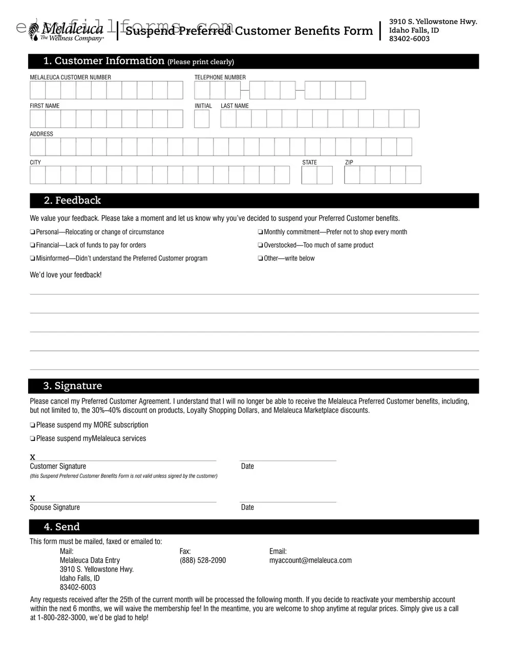 Printable Melaleuca Cancellation Form