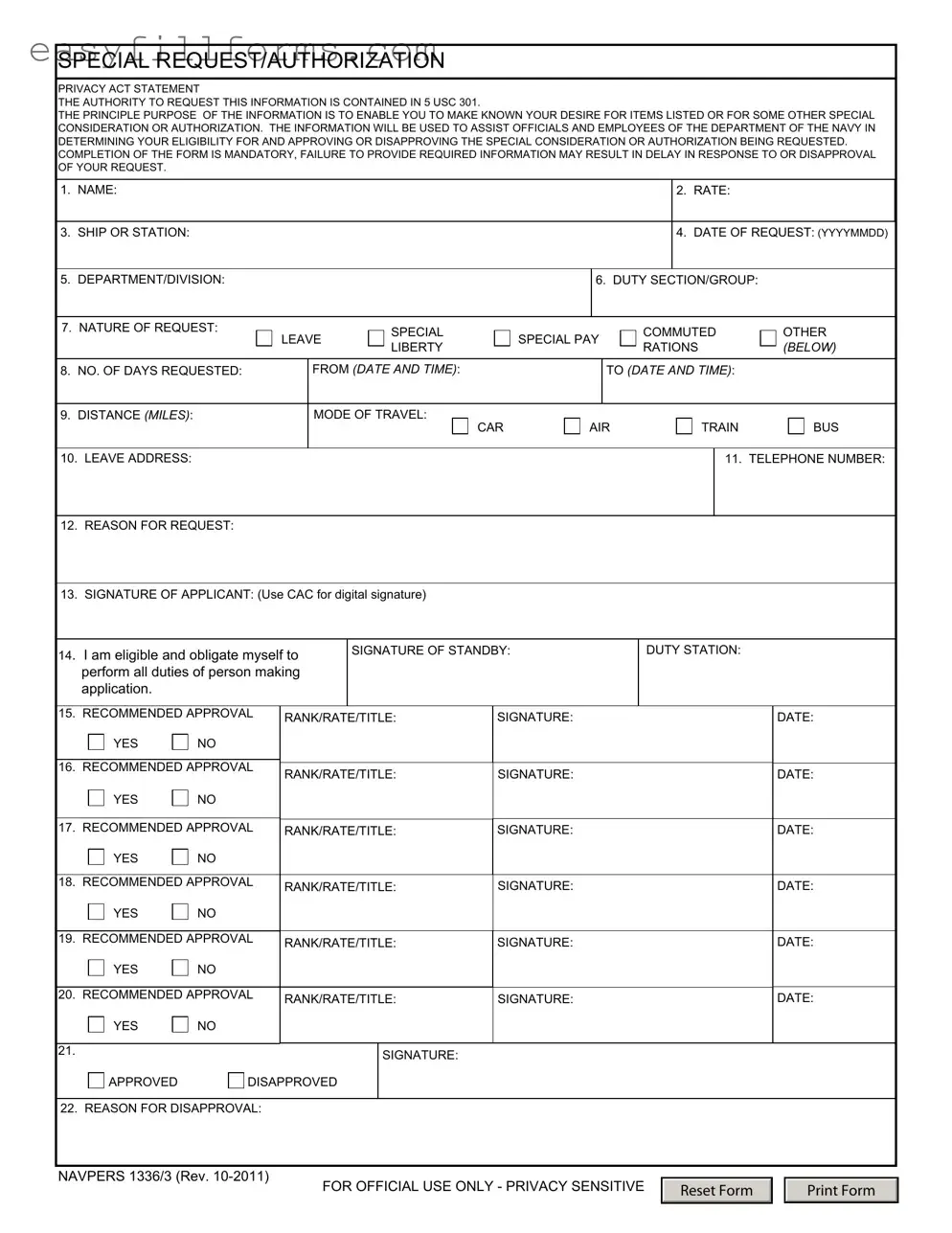 Printable Navpers 1336 3 Form