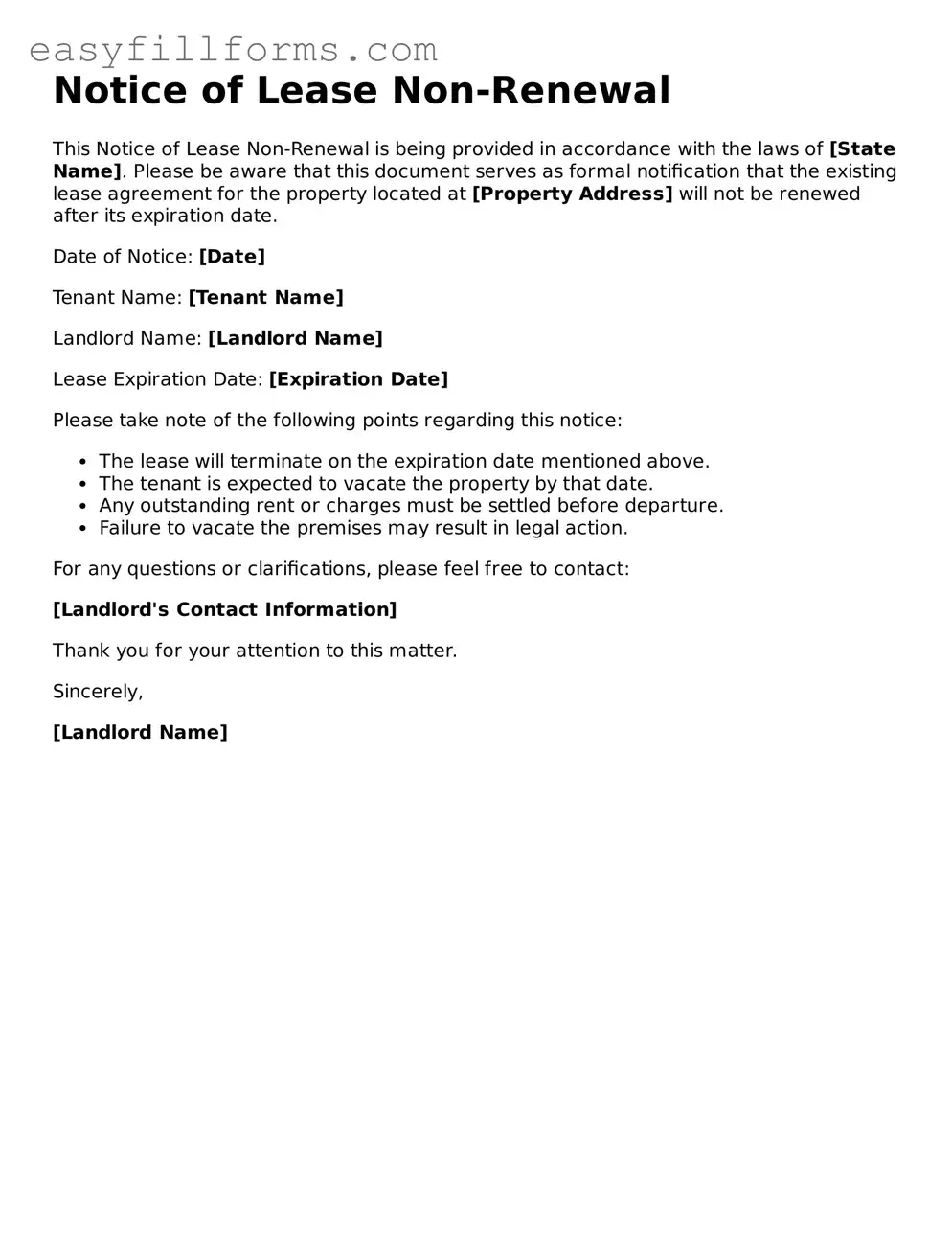 Attorney-Verified Notice of Lease Non-Renewal Template