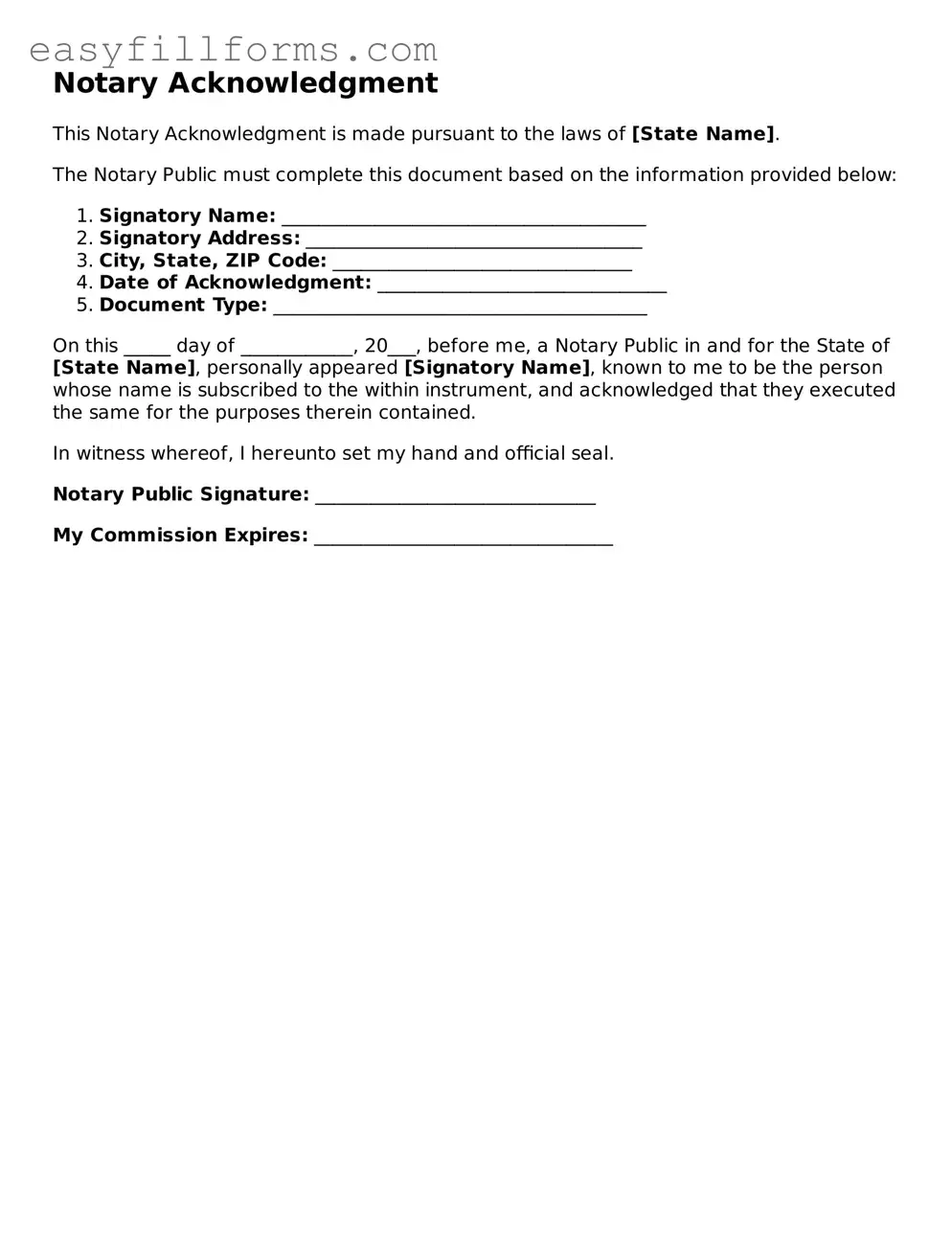Attorney-Verified Notary Acknowledgement Template