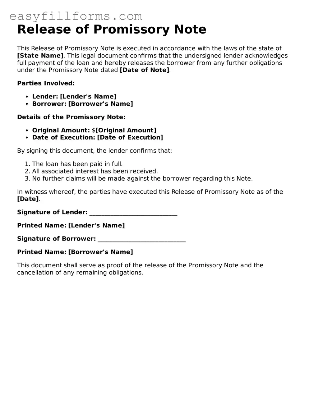 Attorney-Verified Release of Promissory Note Template