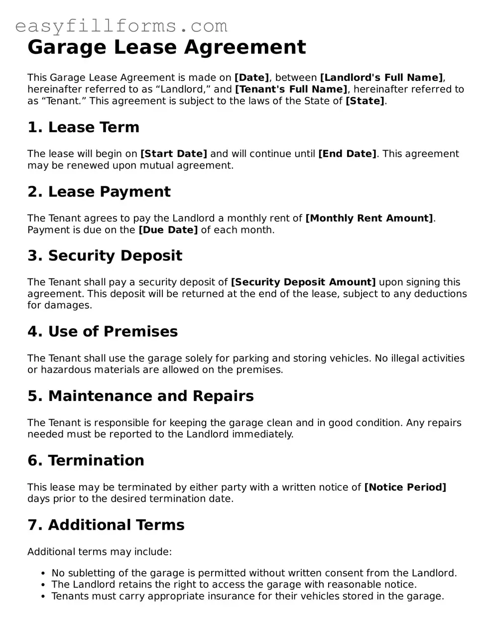 Attorney-Verified Garage Lease Agreement Template