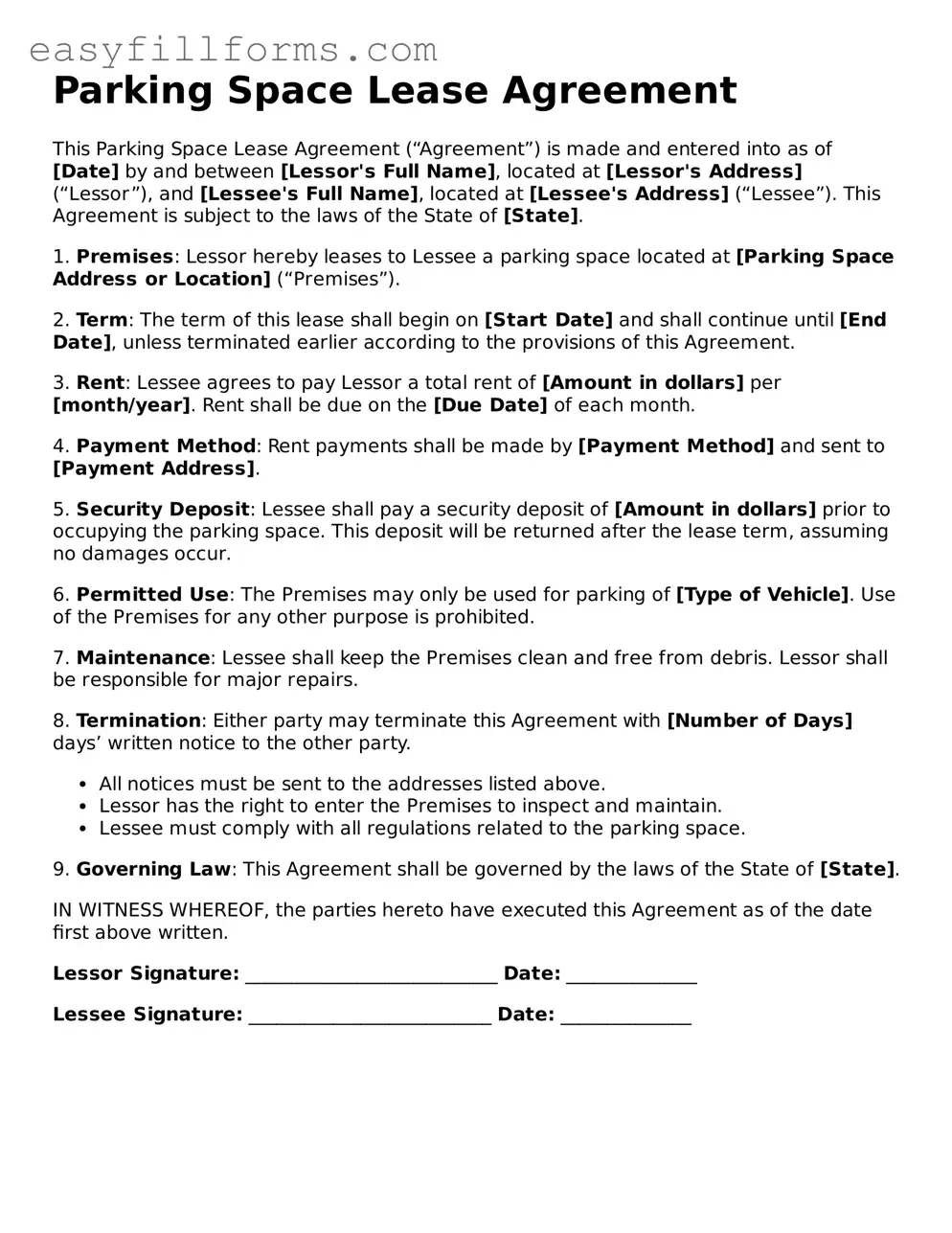 Attorney-Verified Parking Space Lease Agreement Template