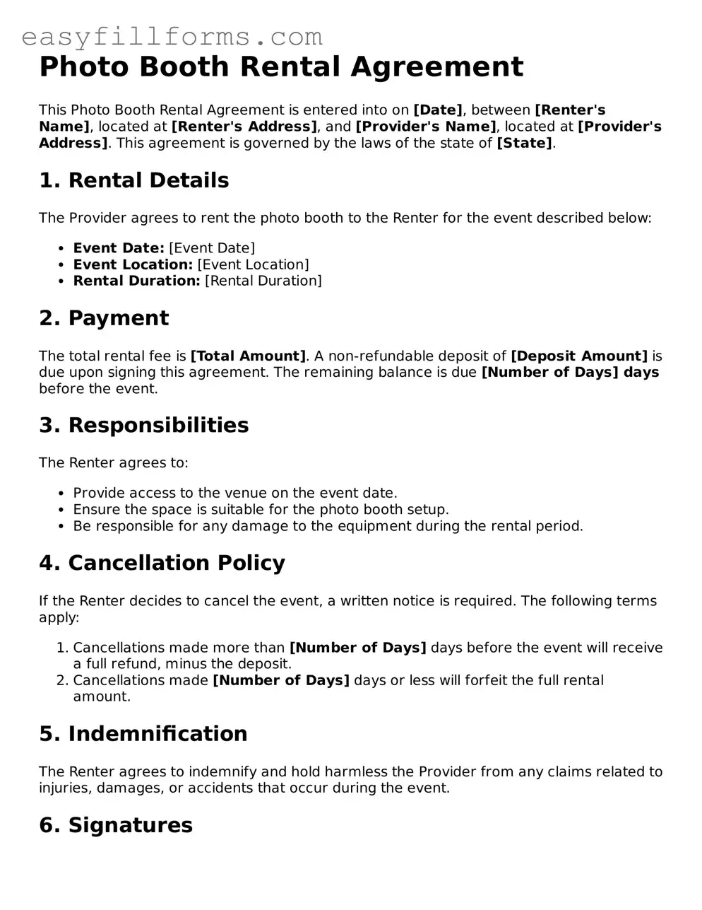 Attorney-Verified Photo Booth Rental Agreement Template