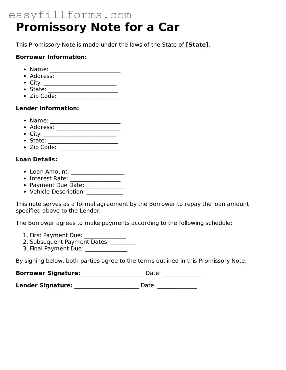 Attorney-Verified Promissory Note for a Car Template