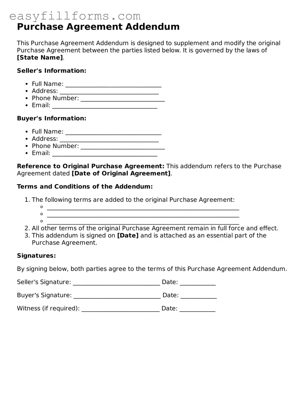 Attorney-Verified Purchase Agreement Addendum Template