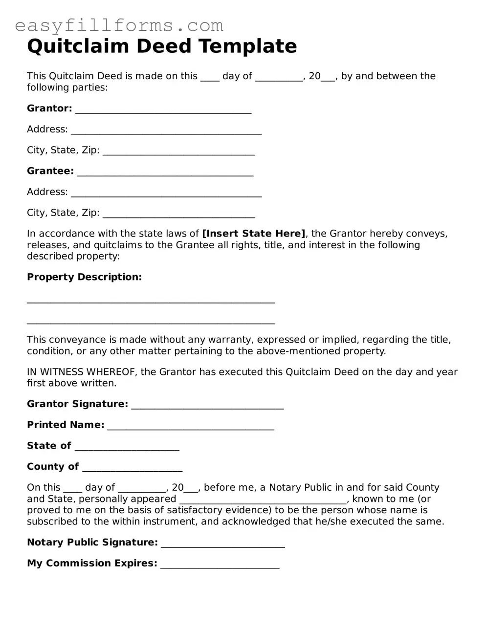 Attorney-Verified Quitclaim Deed Template
