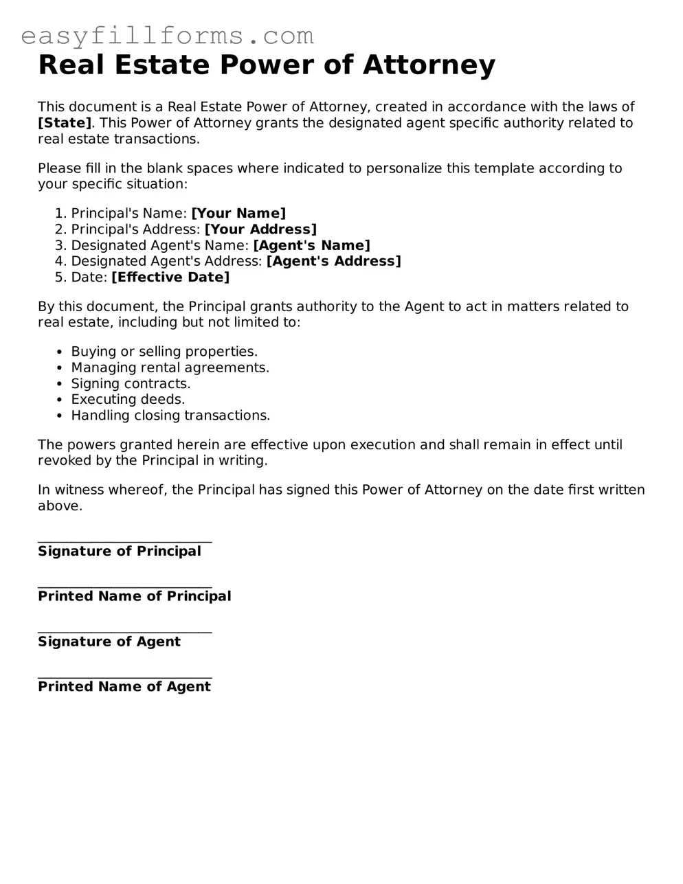 Attorney-Verified Real Estate Power of Attorney Template