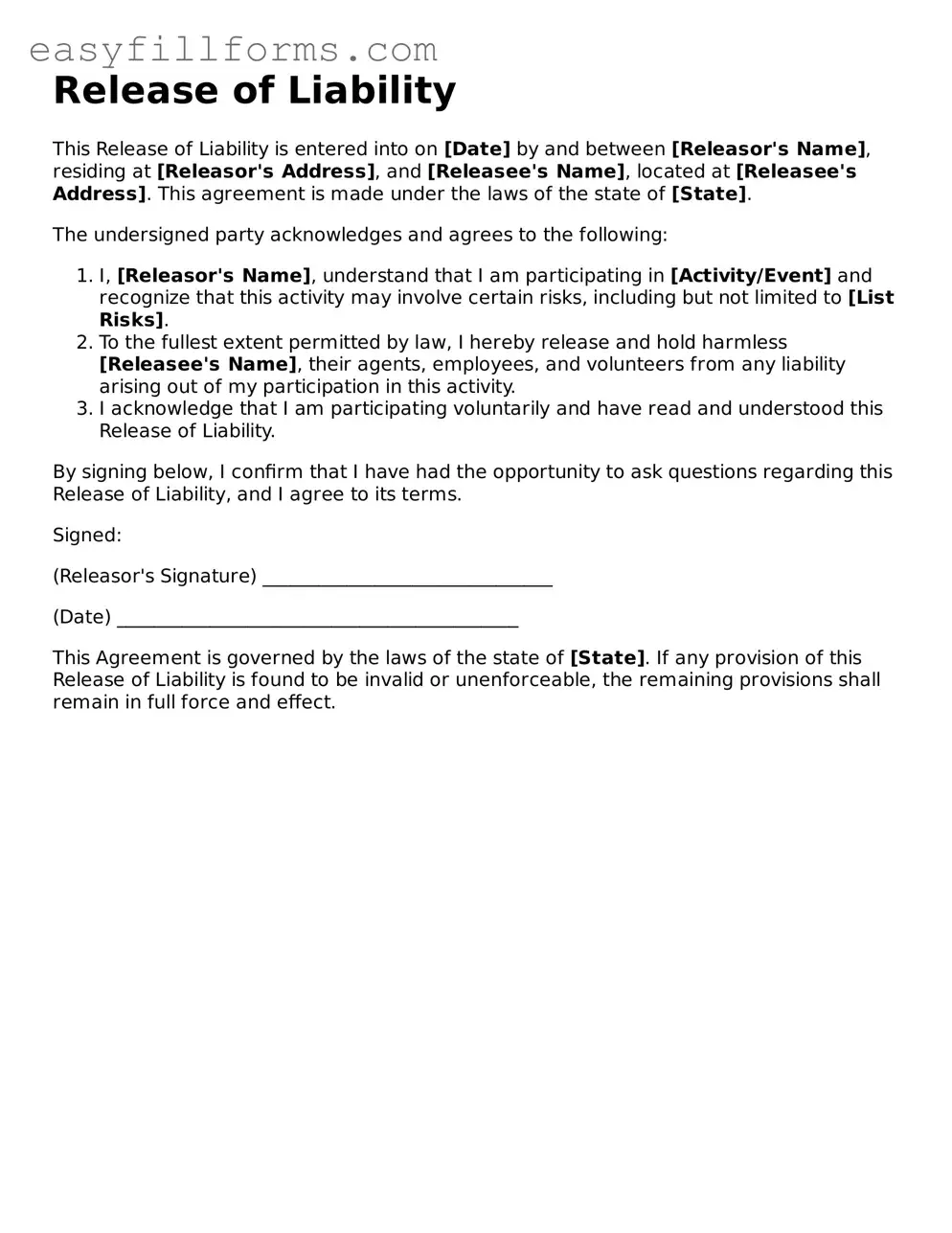 Attorney-Verified Release of Liability Template