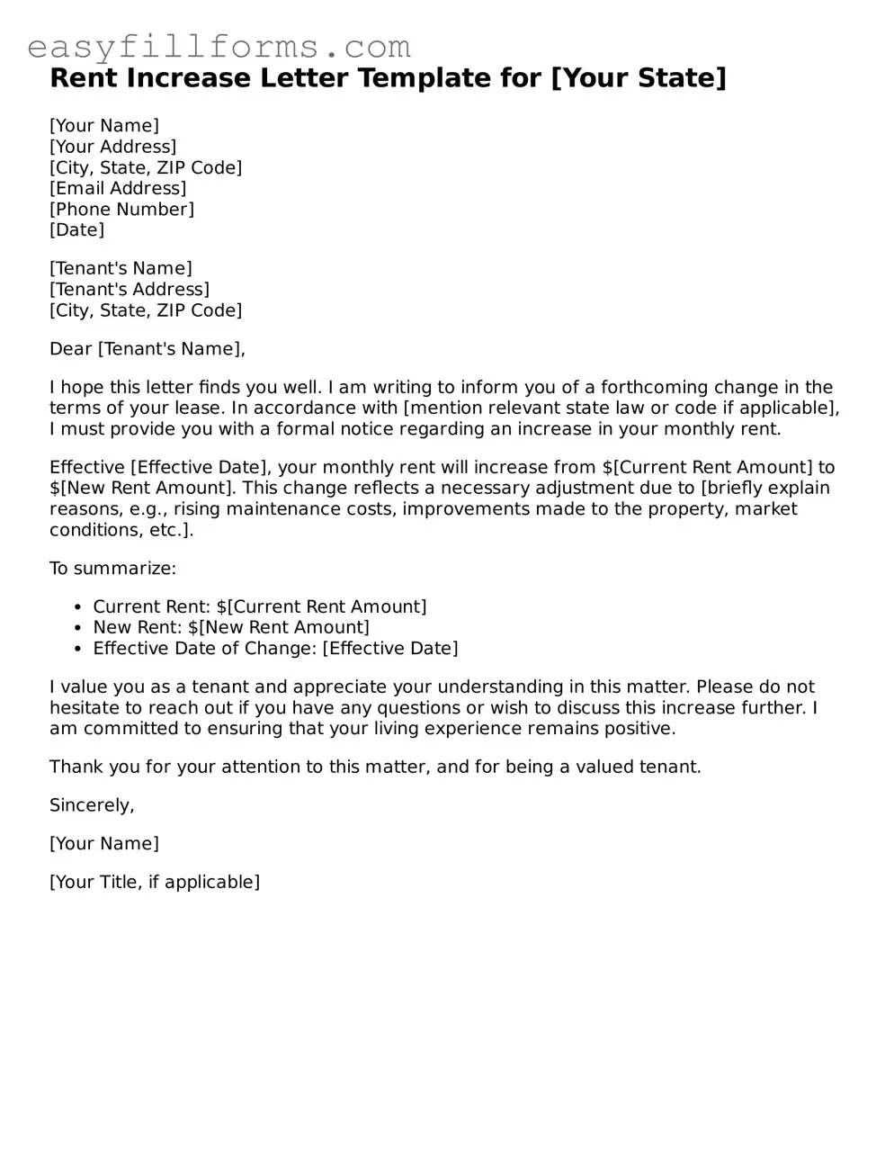 Attorney-Verified Rent Increase Letter Template