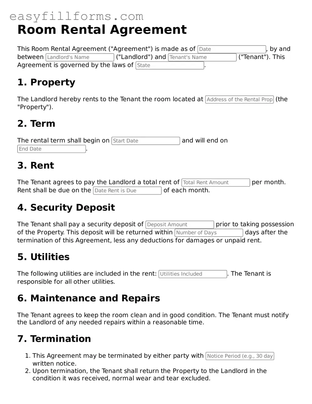 Attorney-Verified Room Rental Agreement Template