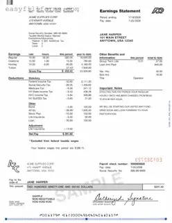 Printable Adp Pay Stub Form