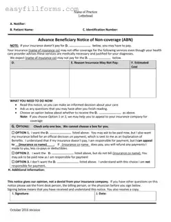 Printable Advance Beneficiary Notice of Non-coverage Form
