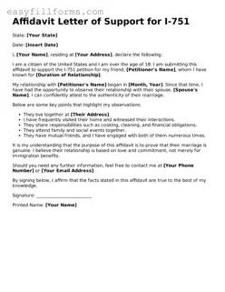 Attorney-Verified Affidavit Letter of Support for I-751 Template