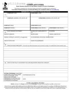 Printable Bbb Complaint Form